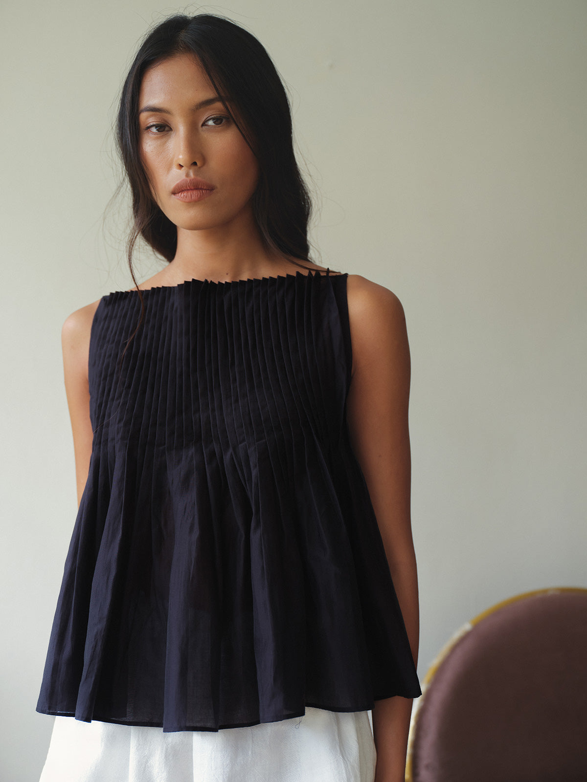 SAYA - SENNA - PLEATED SHEER TOP