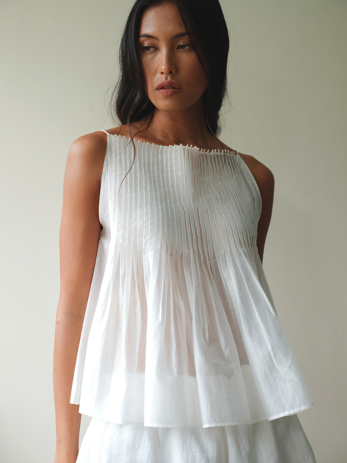 SAYA - SENNA - PLEATED SHEER TOP