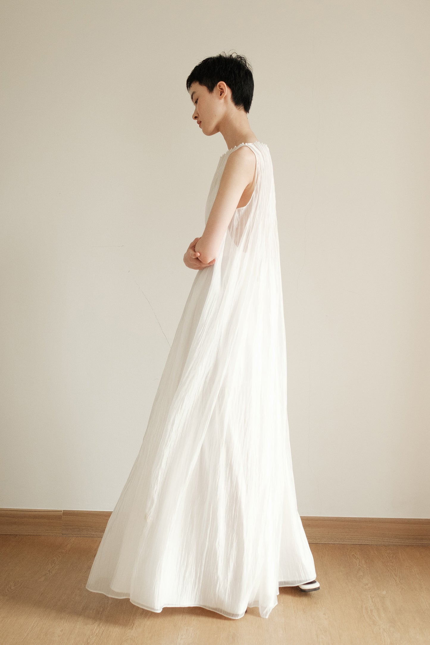 SAYA - EVA - SHEER MAXI DRESS IN PEARL