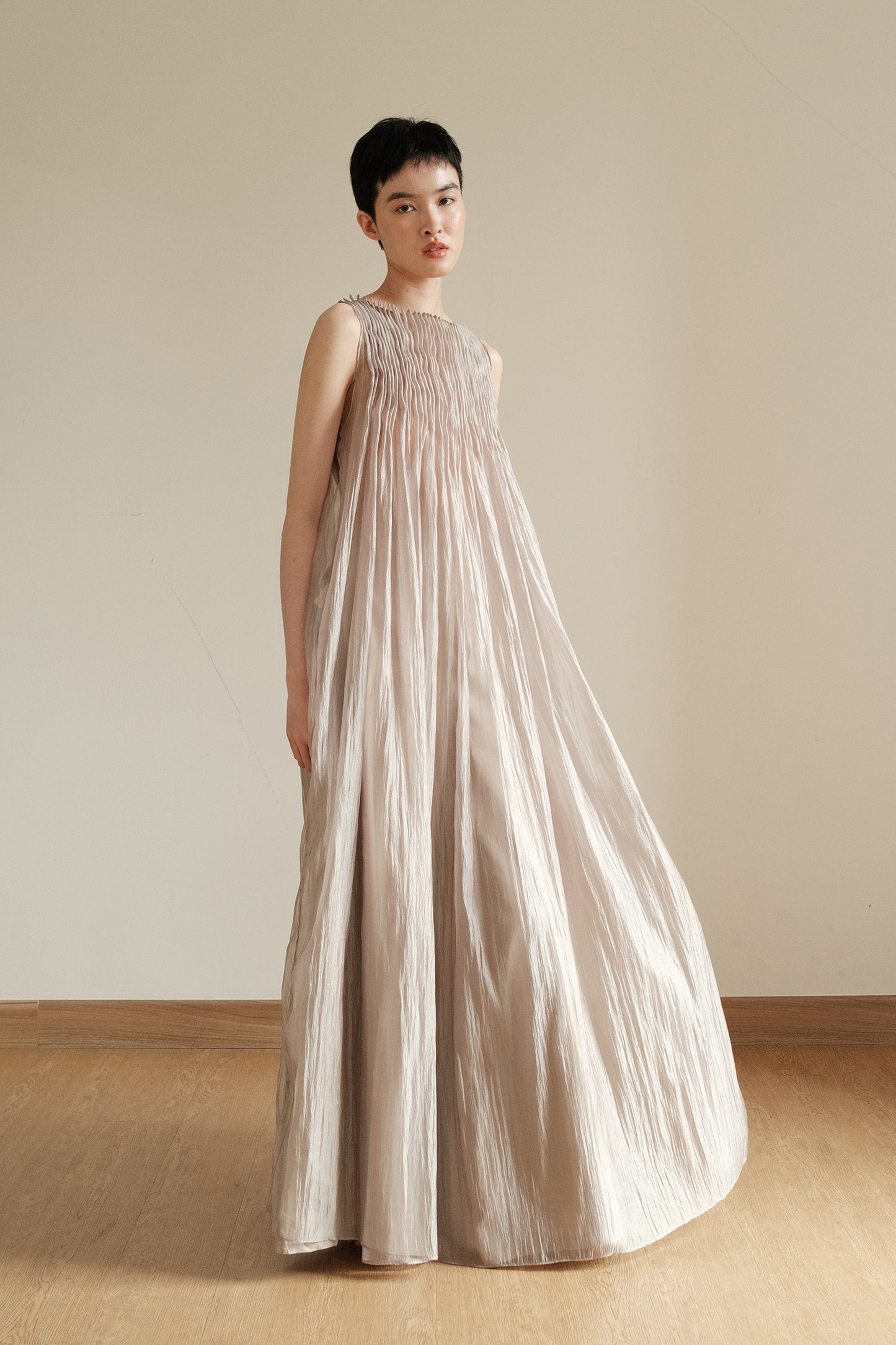 SAYA - EVA - SHEER MAXI DRESS IN PEARL