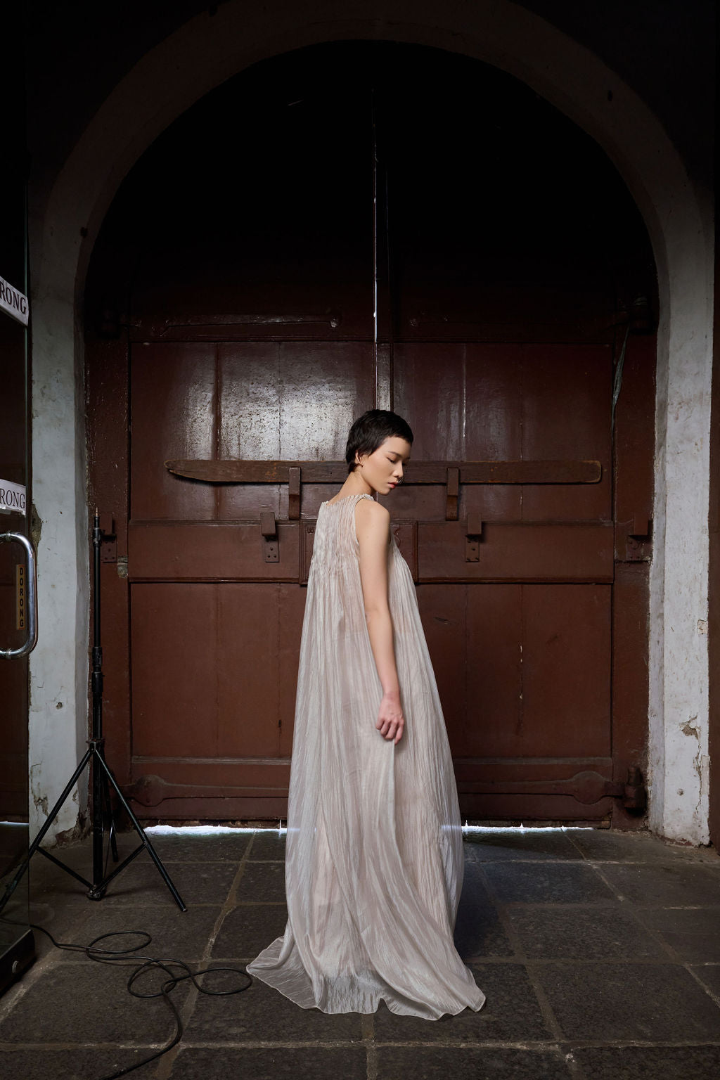 SAYA - EVA - SHEER MAXI DRESS IN PEARL