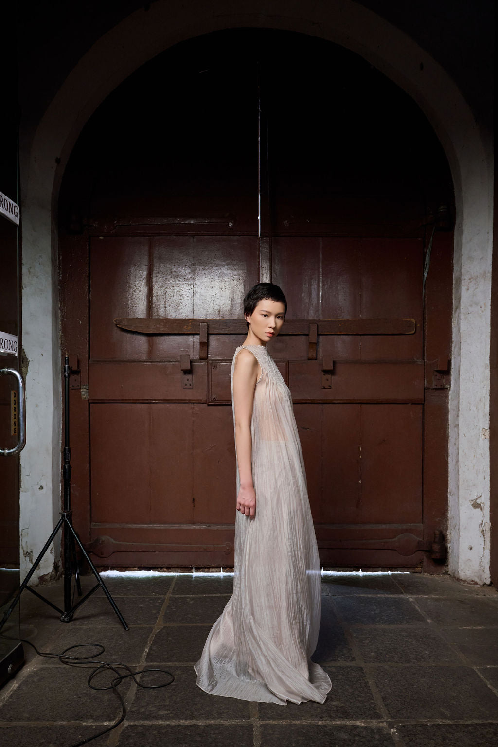 SAYA - EVA - SHEER MAXI DRESS IN PEARL