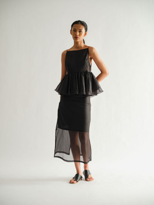 SAYA - SAYA X ELXI - JACEY - CUTOUT PEPLUM TOP