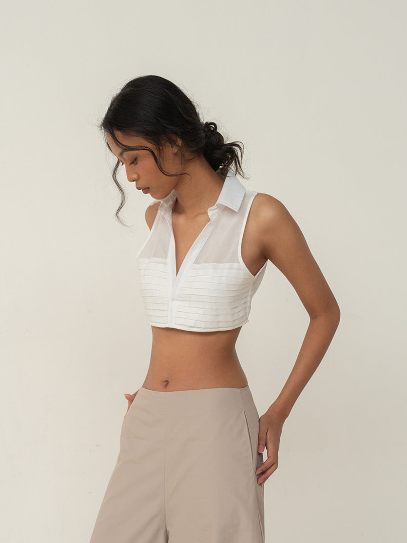 SAYA - SAYA X ANAZ - EMMA - CROPPED SLEEVELESS SHIRT TOP