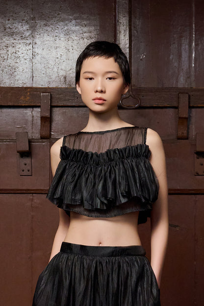 SAYA - VE - CROPPED SHEER TOP